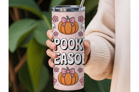 Pink Spooky Season 20oz Tumbler Wrap Sublimation DesignSVG 