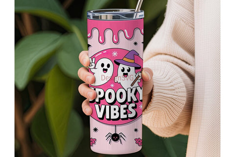 Pink Spooky Vibes 20oz Tumbler Wrap Sublimation DesignSVG 