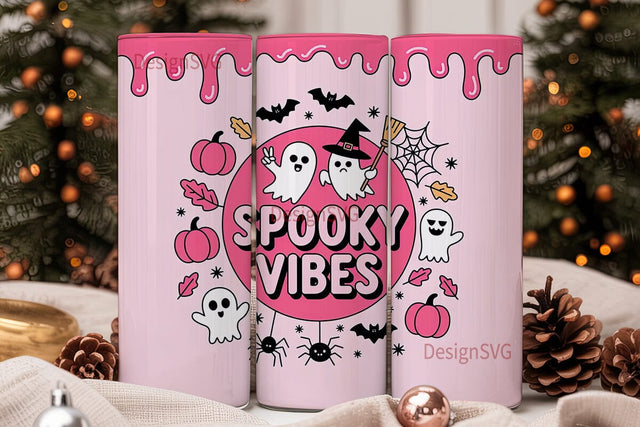 Pink Spooky Vibes 20oz Tumbler Wrap Sublimation DesignSVG 