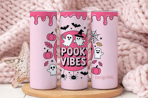 Pink Spooky Vibes 20oz Tumbler Wrap Sublimation DesignSVG 