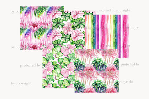 Pink St. Patricks Day Paper | Shamrock Pattern Digital Pattern GlamArtZhanna 