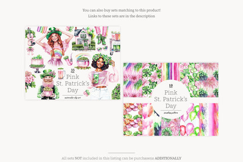 Pink St. Patricks Day Paper | Shamrock Pattern Digital Pattern GlamArtZhanna 