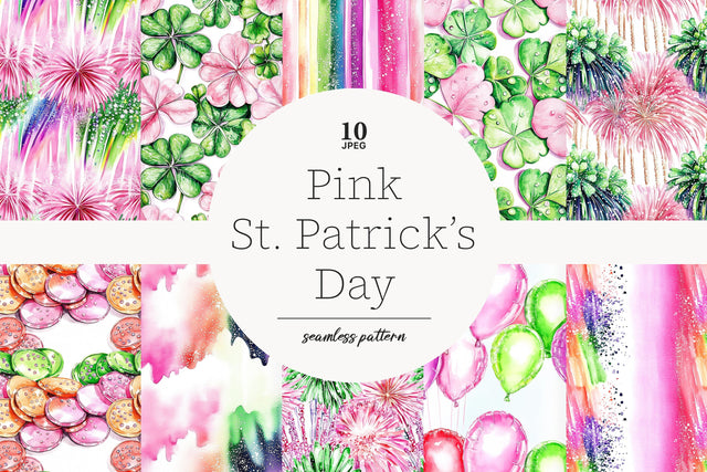 Pink St. Patricks Day Paper | Shamrock Pattern Digital Pattern GlamArtZhanna 