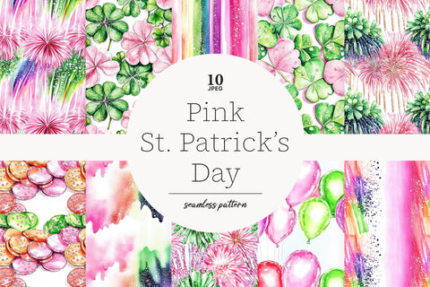 Pink St. Patricks Day Paper | Shamrock Pattern Digital Pattern GlamArtZhanna 