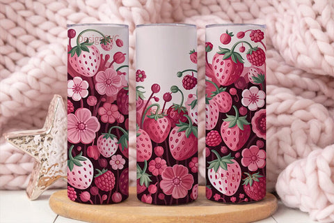 Pink Strawberry Dream 20oz Tumbler Wrap Sublimation DesignSVG 