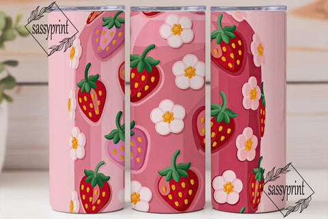Pink Strawberry Slime 20oz Tumbler Wrap Sublimation sassyprint 