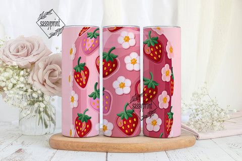 Pink Strawberry Slime 20oz Tumbler Wrap Sublimation sassyprint 