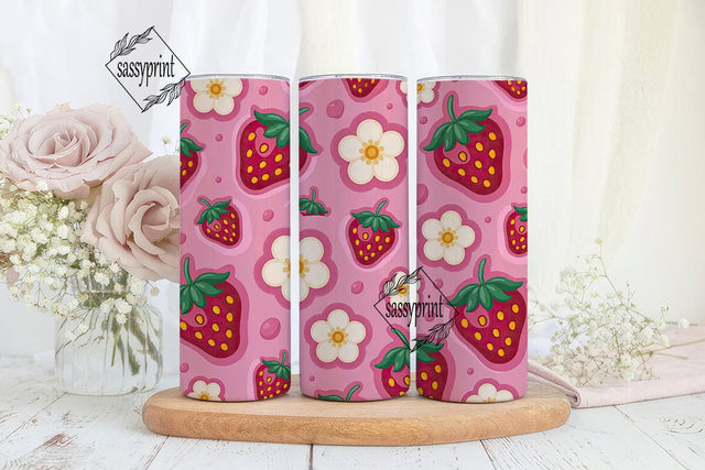 Pink Strawberry Slime 20oz Tumbler Wrap Sublimation sassyprint 
