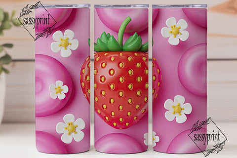 Pink Strawberry Slime 20oz Tumbler Wrap Sublimation sassyprint 