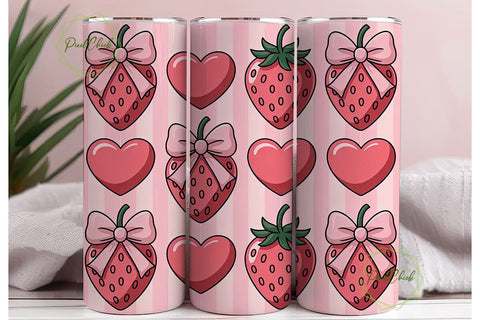 Pink Strawberry Tumbler Wrap Sublimation PixelChick 