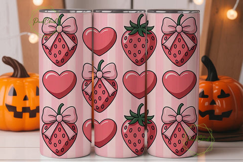 Pink Strawberry Tumbler Wrap Sublimation PixelChick 