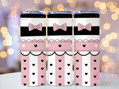 Pink Striped Bow Tumbler, Striped Tumbler Design, Cute 20oz Wrap, Sublimation Design, Stylish Gift Idea, Girly Bow Wrap, Feminine Striped Tumbler Sublimation SvggirlplusArt 