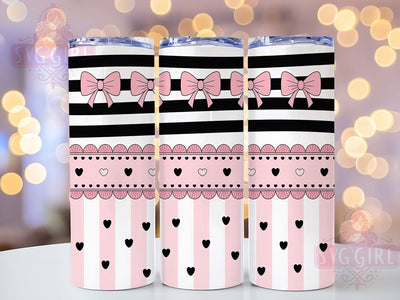 Pink Striped Bow Tumbler, Striped Tumbler Design, Cute 20oz Wrap, Sublimation Design, Stylish Gift Idea, Girly Bow Wrap, Feminine Striped Tumbler Sublimation SvggirlplusArt 