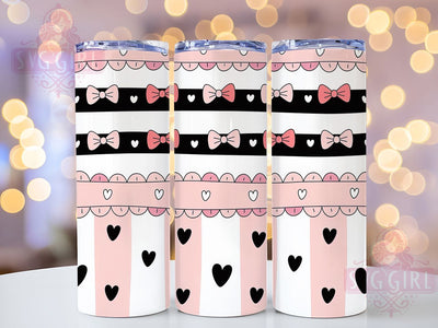 Pink Striped Bow Tumbler, Striped Tumbler Design, Cute 20oz Wrap, Sublimation Design, Stylish Gift Idea, Girly Bow Wrap, Feminine Striped Tumbler Sublimation SvggirlplusArt 