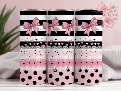 Pink Striped Bow Tumbler, Striped Tumbler, Stylish 20oz Wrap, Sublimation Design, Trendy Gift Idea, Bow Stripe Wrap, Pink Striped Tumbler Sublimation Li Zamperini 