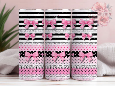 Pink Striped Bow Tumbler, Striped Tumbler, Stylish 20oz Wrap, Sublimation Design, Trendy Gift Idea, Bow Stripe Wrap, Pink Striped Tumbler Sublimation Li Zamperini 