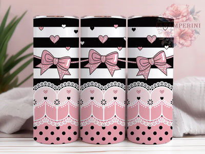 Pink Striped Bow Tumbler, Striped Tumbler, Stylish 20oz Wrap, Sublimation Design, Trendy Gift Idea, Bow Stripe Wrap, Pink Striped Tumbler Sublimation Li Zamperini 
