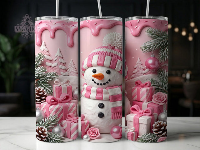 Pink Striped Snowman 20oz Tumbler, Pink Striped Snowman, Striped Snowman, Snowman Tumbler, Pink Snowman PNG, Striped Snowman PNG, Pink Striped PNG, 20oz Tumbler Wrap Sublimation SvggirlplusArt 