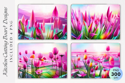 Pink Summer Glass Cutting Board PNG Design Sublimation Regulrcrative 