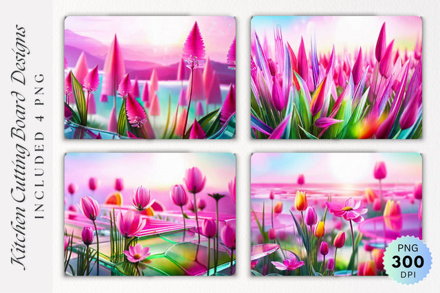 Pink Summer Glass Cutting Board PNG Design Sublimation Regulrcrative 