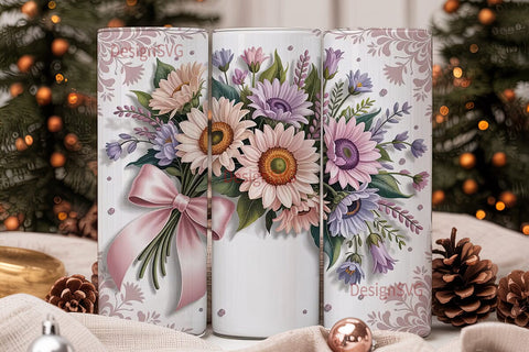 Pink Sunflower Bouquet 20oz Tumbler Wrap Sublimation DesignSVG 