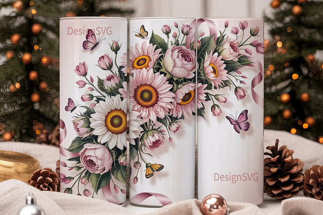Pink Sunflower Bouquet 20oz Tumbler Wrap Sublimation DesignSVG 