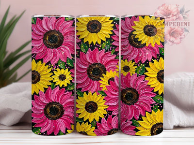 Pink Sunflower Floral 20oz Tumbler, Pink Sunflower, Sunflower Floral, Pink Floral Tumbler, Sunflower Tumbler, Floral Tumbler PNG, Pink Sunflower PNG, 20oz Tumbler Wrap Sublimation Li Zamperini 