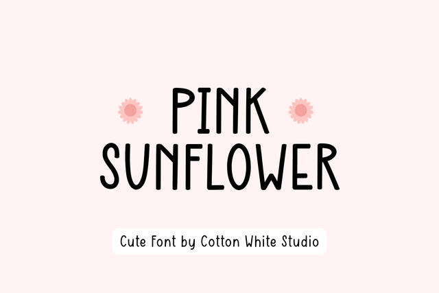 Pink Sunflower Font Cotton White Studio 