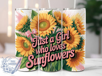 Pink Sunflower Girl 20oz Tumbler, Sunflower Lover, Girl Power, Cute Design, 20oz Sublimation, PNG Design, Gift Idea Sublimation ToriDesigns 