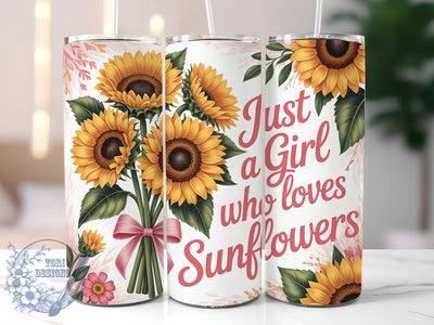 Pink Sunflower Girl 20oz Tumbler, Sunflower Lover, Girl Power, Cute Design, 20oz Sublimation, PNG Design, Gift Idea Sublimation ToriDesigns 