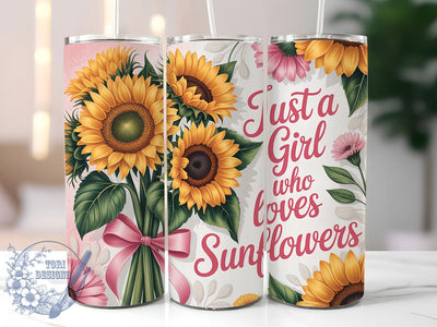 Pink Sunflower Girl 20oz Tumbler, Sunflower Lover, Girl Power, Cute Design, 20oz Sublimation, PNG Design, Gift Idea Sublimation ToriDesigns 
