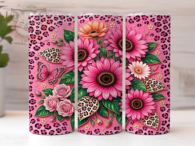 Pink Sunflower Leopard 20oz Tumbler, Pink Sunflower, Sunflower Leopard, Sunflower Tumbler, 20oz Tumbler, Pink Tumbler, Leopard Tumbler, Tumbler Wrap Sublimation Lara' s Designs 