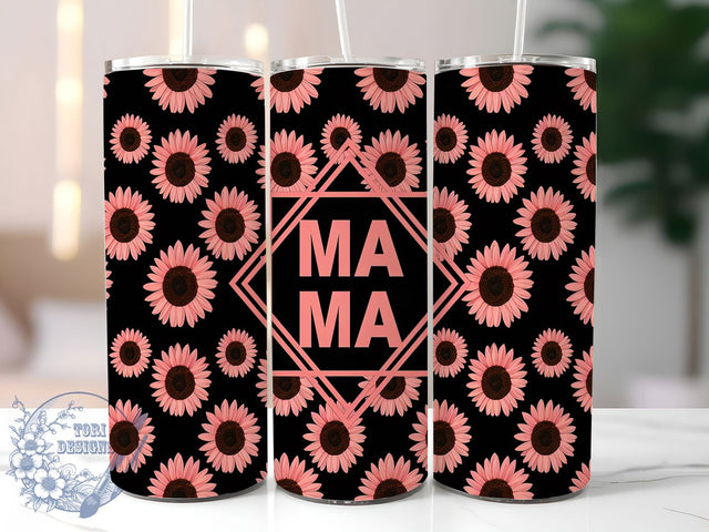 Pink Sunflower Mama Mom Life 20oz Tumbler, Mama Tumbler, Pink Tumbler, Mom Life Tumbler, Floral Tumbler, 20oz Sublimation Wrap, Mother's Day Tumbler Sublimation ToriDesigns 