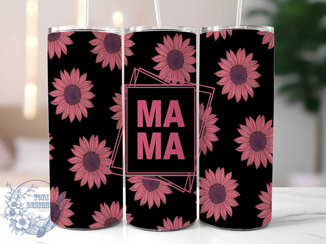 Pink Sunflower Mama Mom Life 20oz Tumbler, Mama Tumbler, Pink Tumbler, Mom Life Tumbler, Floral Tumbler, 20oz Sublimation Wrap, Mother's Day Tumbler Sublimation ToriDesigns 