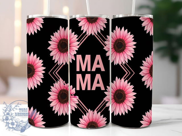 Pink Sunflower Mama Mom Life 20oz Tumbler, Mama Tumbler, Pink Tumbler, Mom Life Tumbler, Floral Tumbler, 20oz Sublimation Wrap, Mother's Day Tumbler Sublimation ToriDesigns 
