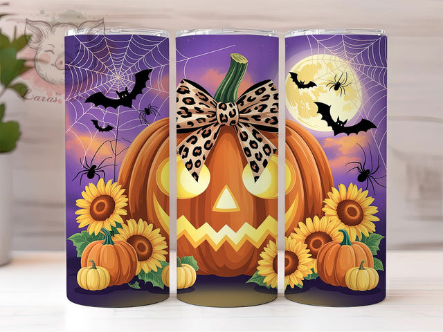 Pink Sunflower Pumpkin Fall Tumbler, Sunflower Wrap Design, Pink Halloween Sublimation, Autumn Aesthetic PNG, Rustic Farmhouse Style, 20oz Tumbler Design, Girly Fall Vibes Sublimation Lara' s Designs 