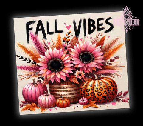 Pink Sunflower Tumbler, Fall Vibes Design, Pumpkin Tumbler Wrap, 20 oz Tumbler, Digital Download, Sublimation PNG, Autumn Decor, Seasonal Gift Sublimation SvggirlplusArt 