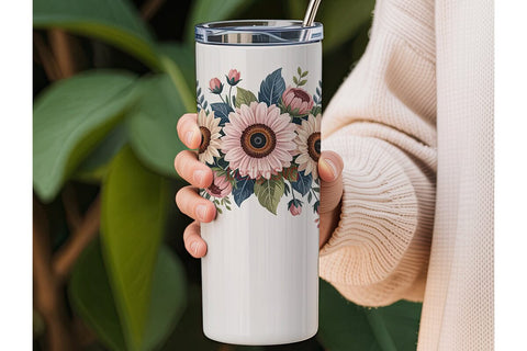 Pink Sunflower Tumbler Wrap PNG Sublimation DesignSVG 
