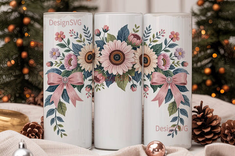 Pink Sunflower Tumbler Wrap PNG Sublimation DesignSVG 