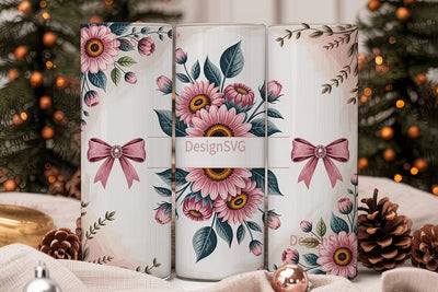 Pink Sunflower Tumbler Wrap PNG Sublimation DesignSVG 
