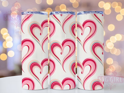 Pink Swirl Heart Tumbler, Love Swirls, Valentine Theme, Romantic Pattern, Cute Design, Festive Wrap, 20Oz Tumbler, Sublimation Sublimation SvggirlplusArt 