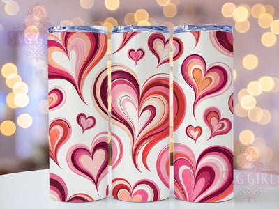 Pink Swirl Heart Tumbler, Love Swirls, Valentine Theme, Romantic Pattern, Cute Design, Festive Wrap, 20Oz Tumbler, Sublimation Sublimation SvggirlplusArt 