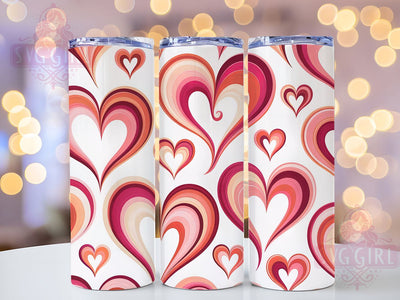 Pink Swirl Heart Tumbler, Love Swirls, Valentine Theme, Romantic Pattern, Cute Design, Festive Wrap, 20Oz Tumbler, Sublimation Sublimation SvggirlplusArt 