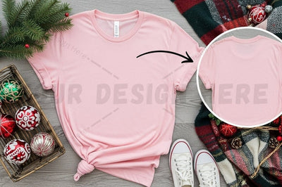 Pink t-shirt christmas mockup design Mock Up Photo Designangry 