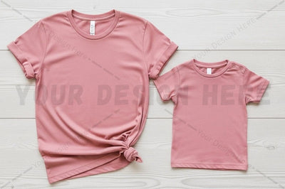 Pink t-shirt mockup design for adult and child Mock Up Photo Regulrcrative 