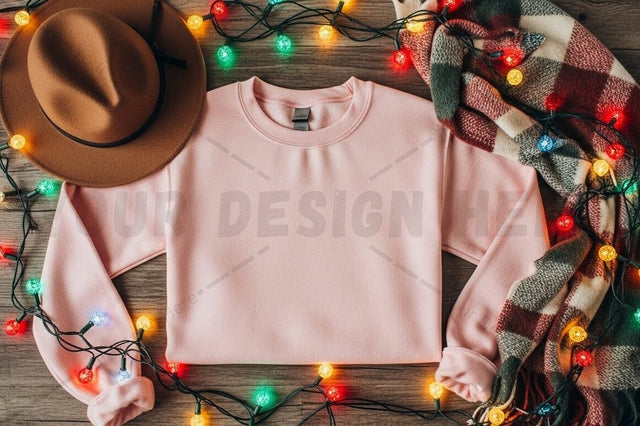 Pink t-shirt mockup with winter accessories Mock Up Photo Designangry 