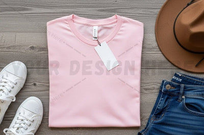 Pink t-shirt with casual outfit mockup Mock Up Photo Regulrcrative 