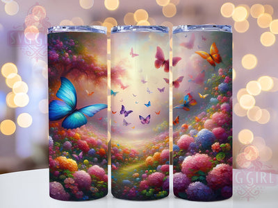 Pink Teal Butterfly Wildflower Tumbler, Pink Teal Tumbler, Seamless Floral Wrap, Elegant Butterfly Wrap, Rustic Wildflower Wrap, Sublimation Design, Trendy Gift Idea Sublimation SvggirlplusArt 