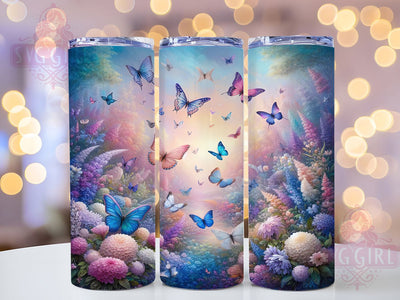 Pink Teal Butterfly Wildflower Tumbler, Pink Teal Tumbler, Seamless Floral Wrap, Elegant Butterfly Wrap, Rustic Wildflower Wrap, Sublimation Design, Trendy Gift Idea Sublimation SvggirlplusArt 