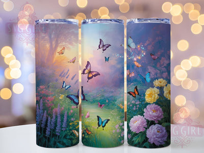 Pink Teal Butterfly Wildflower Tumbler, Pink Teal Tumbler, Seamless Floral Wrap, Elegant Butterfly Wrap, Rustic Wildflower Wrap, Sublimation Design, Trendy Gift Idea Sublimation SvggirlplusArt 